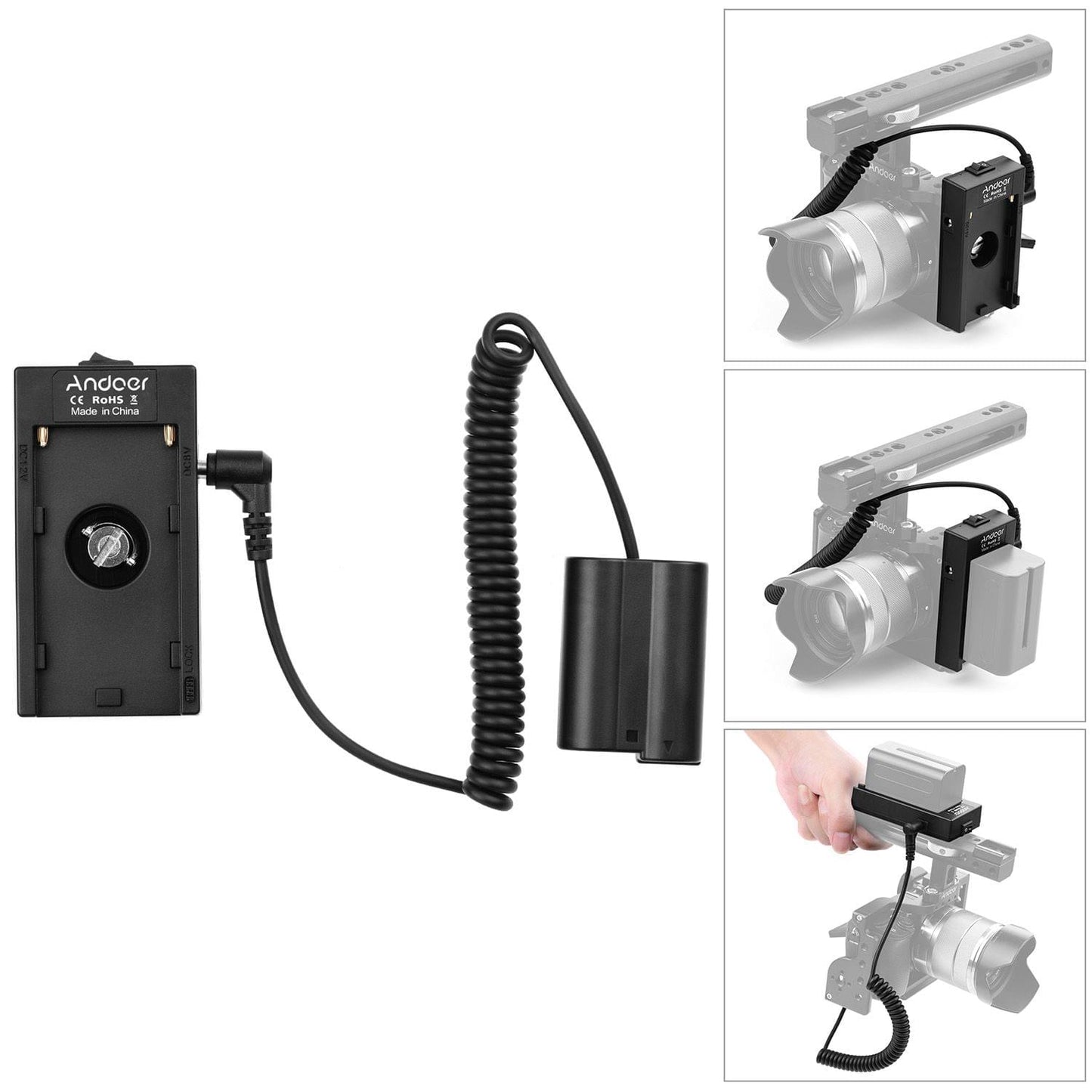 Andoer NP-F970 F750 Battery Plate Holder Adapter + EN-EL15 - EN-EL15