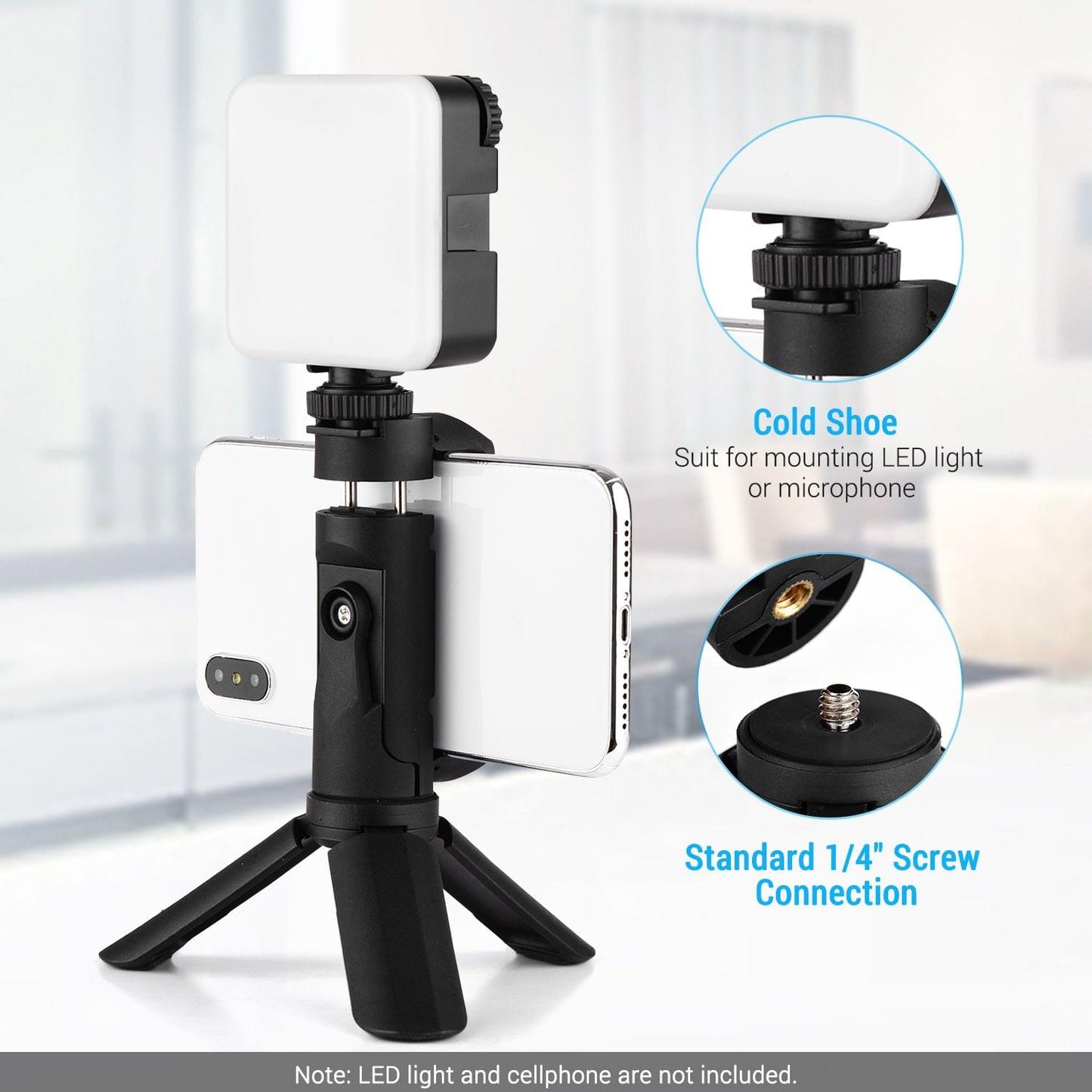 Mini Phone Holder Tripod Desktop Cell Phone Bracket Clamp