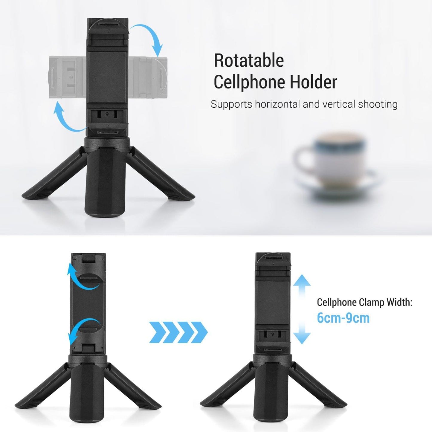 Mini Phone Holder Tripod Desktop Cell Phone Bracket Clamp