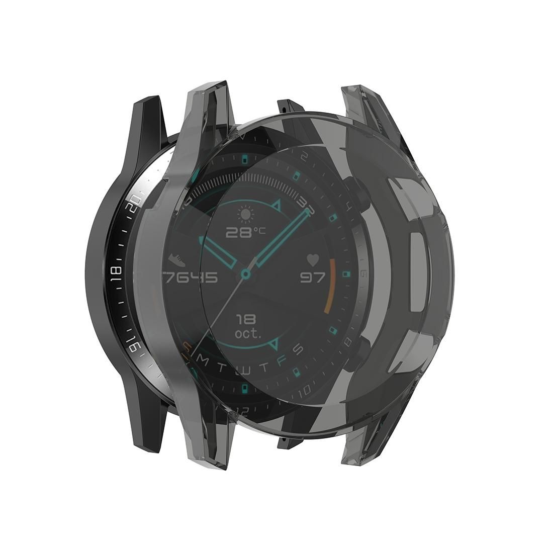 For Huawei Watch GT2 46mm Full Coverage Watch Protective Case with Screen (Transparent Black)