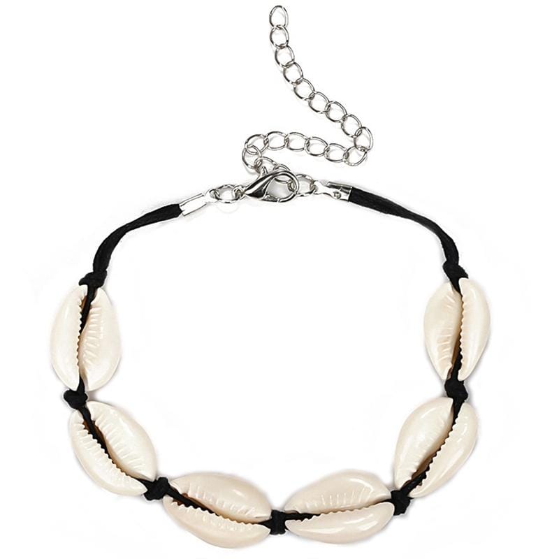 Cowrie Shell Adjustable Fashionable Chain Bracelet for Women (White)