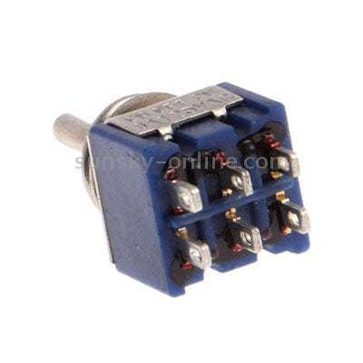 5 x Chrome DPDT 3-Way Guitar Pickups Toggle ON OFF ON Switches (Blue)