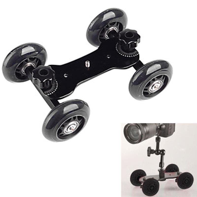 DEBO First Generation Camera Truck / Floor Table Video Slider Track Dolly Car for DSLR Camera / Camcorders (Black)