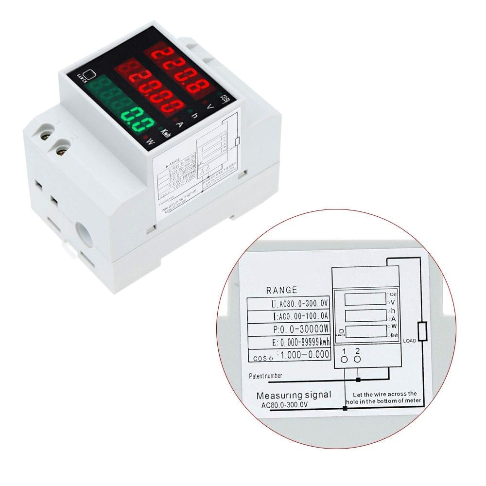 AC80-300V 100A Multi-functional Digital Din Rail Current
