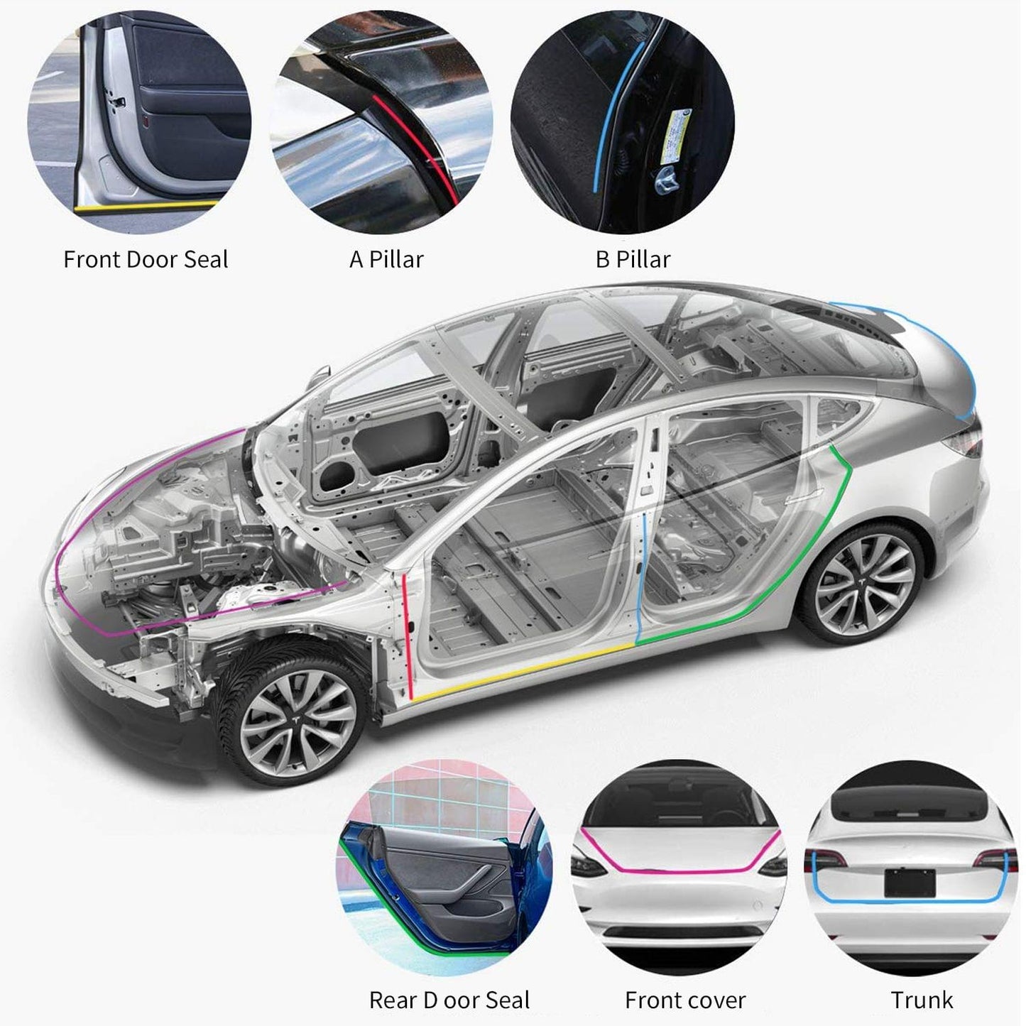 11pcs Universal Auto Car Door Seal Kit Adhesive Soundproof