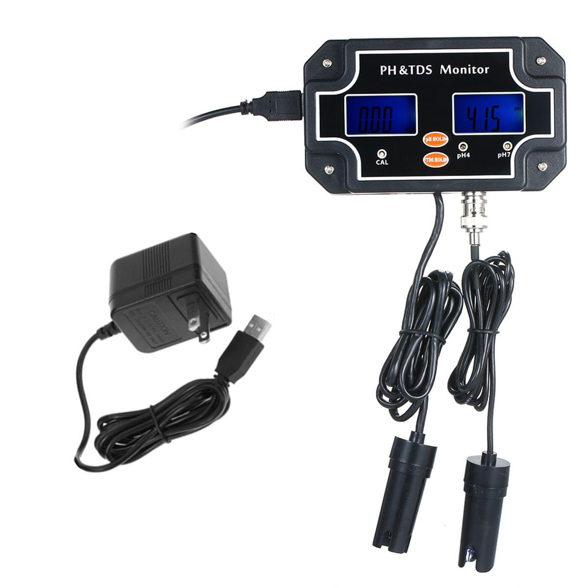 2 in 1 Water Quality Tester pH/TDS Meter Waterproof Double - US Plug