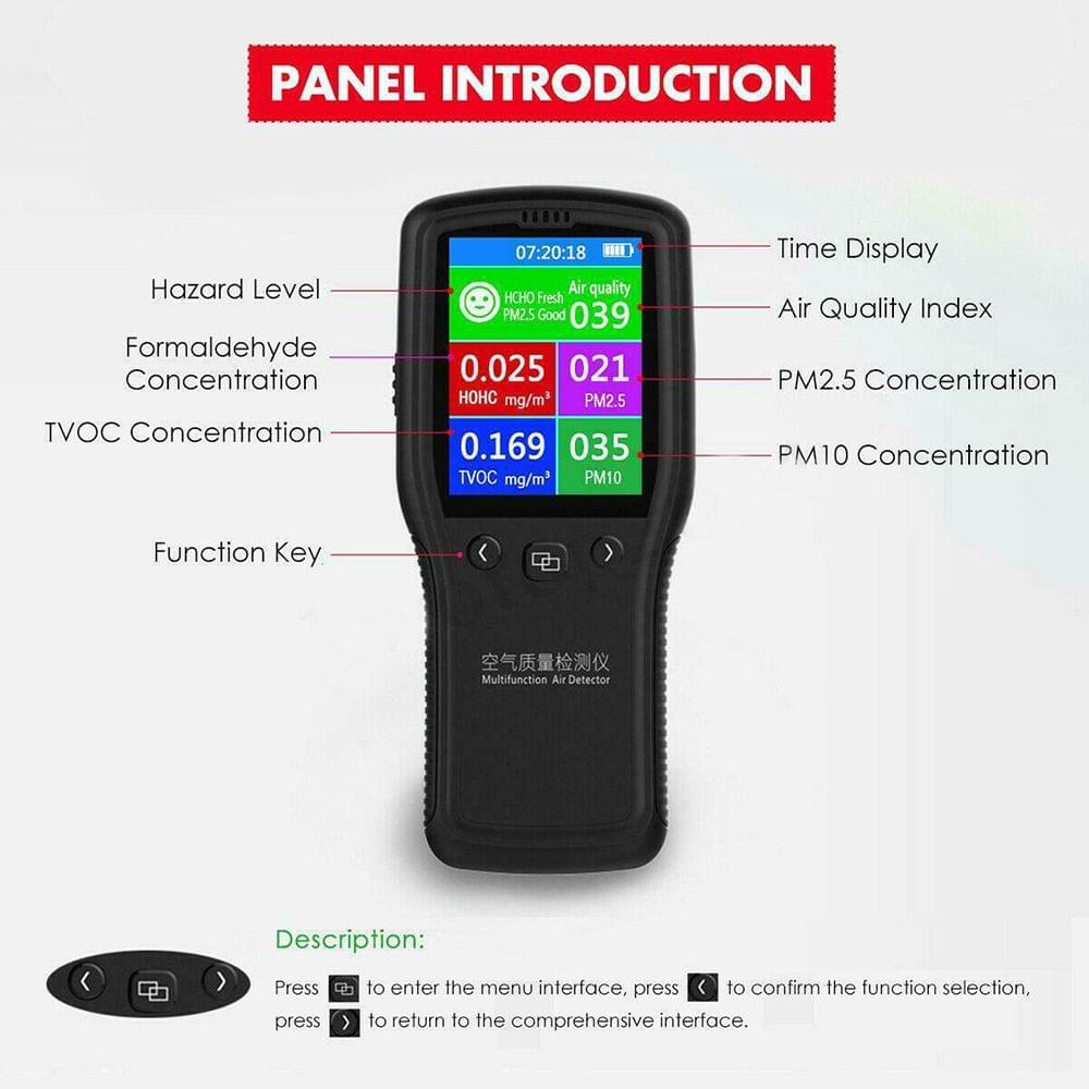 8 in 1 Detector Air Quality Monitor PM2.5 PM10 Formaldehyde