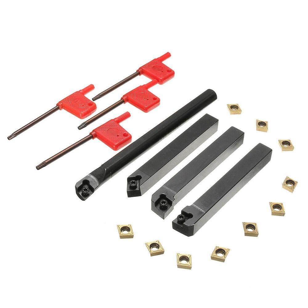4PCS Lathe Turning Tool Holder + CCMT09T304 Carbide Inserts