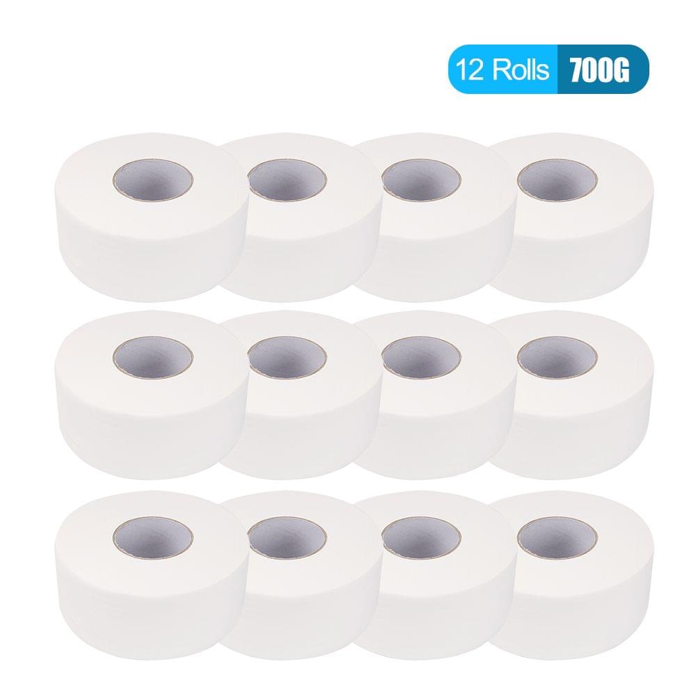 12 Rolls 4 Layers 700g Wood Pulp Bath Tissue Jumbo Paper - 12