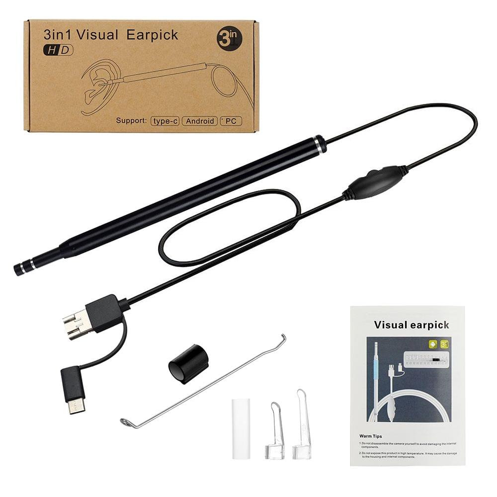 3-in-1 Visual Earpick Otoscope Endoscope with 5.5mm Camera