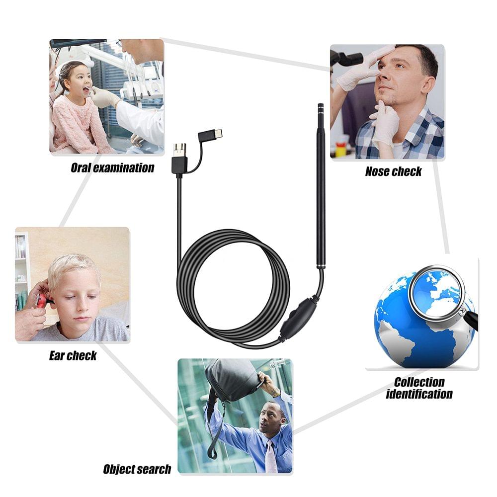 3-in-1 Visual Earpick Otoscope Endoscope with 5.5mm Camera
