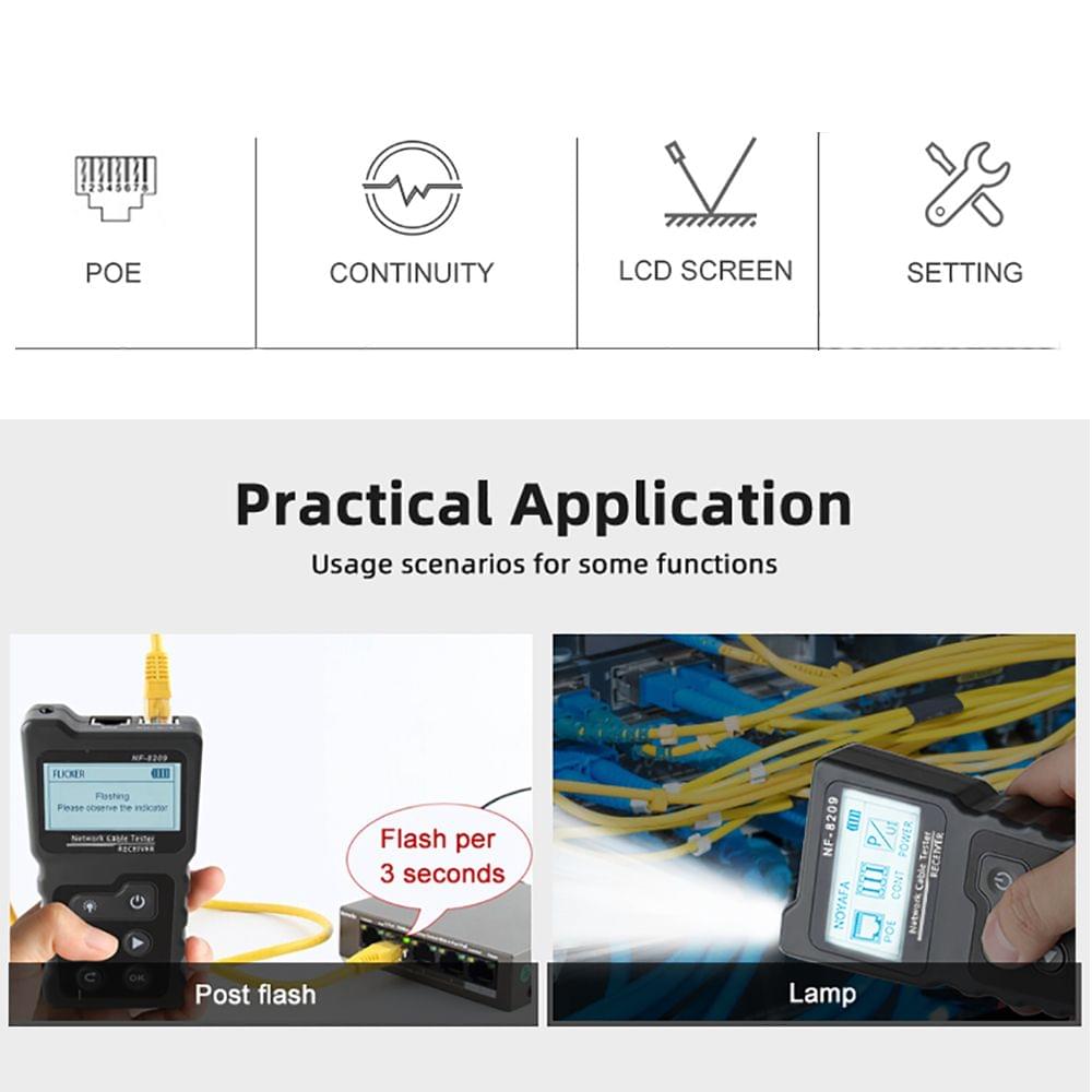 Multi-functional LCD Network Cable Tester Wire Tracker PoE