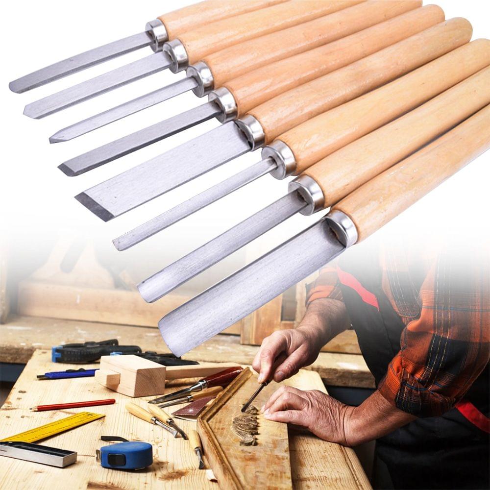 8Pcs Wood Lathe Chisel Set Turning Tools Woodworking Gouge - 8Pcs