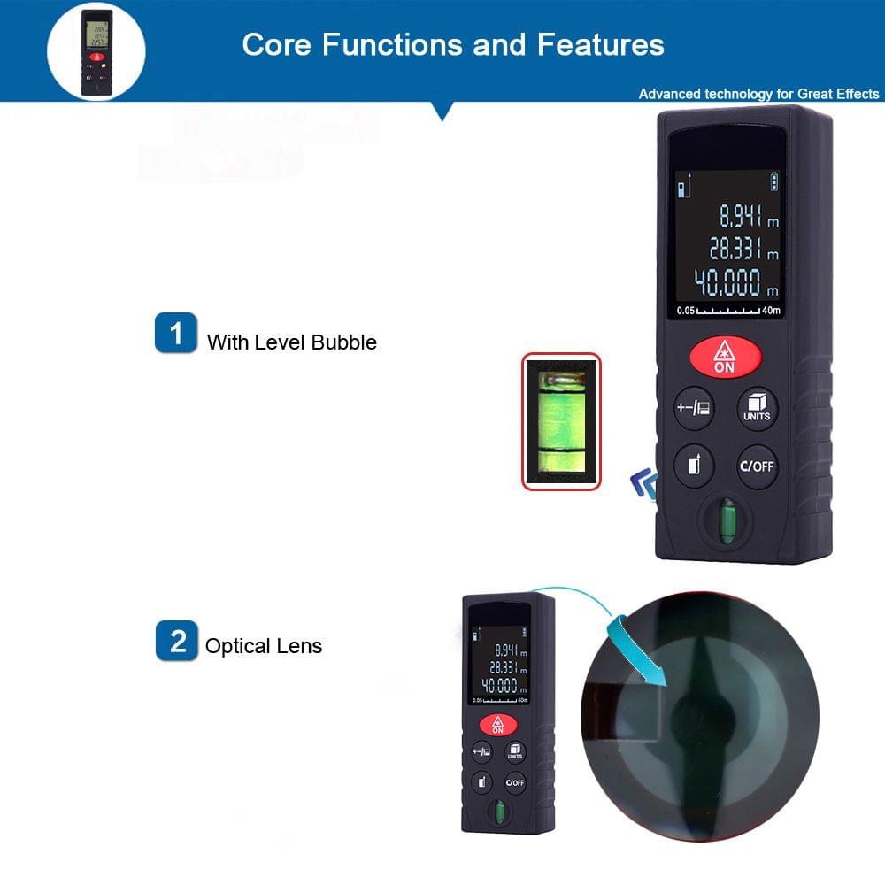 40m/131ft Mini Handheld Digital Laser Distance Meter High - 40 m
