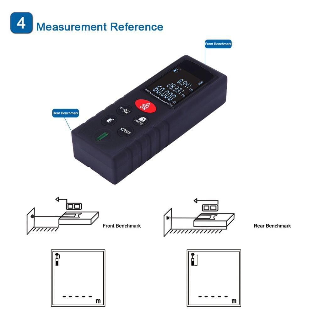 60m/197ft Mini Handheld Digital Laser Distance Meter High - 60 m