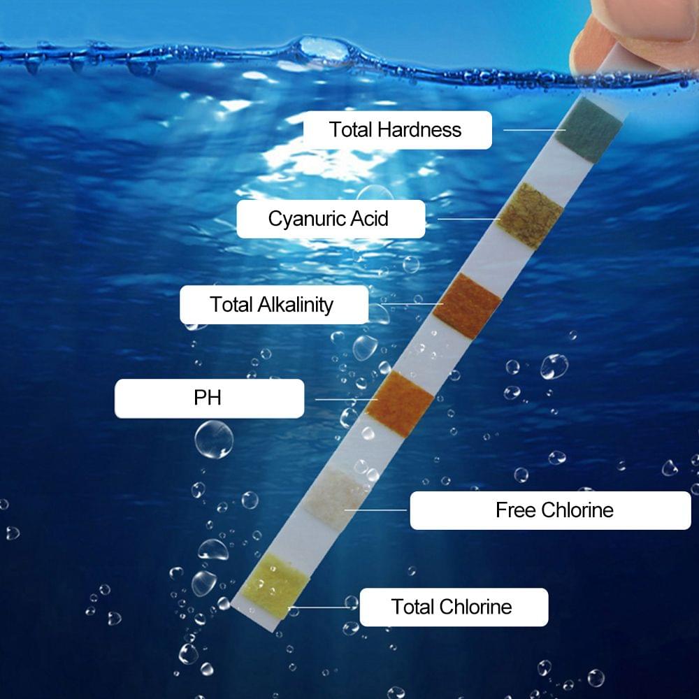 6 In1 Swimming Pool SPA Test Strips Chlorine pH Alkalinity