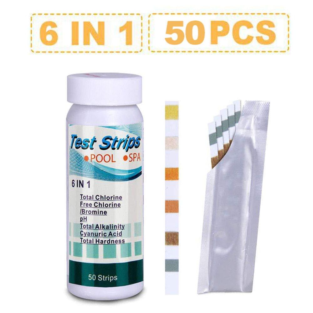 6 In1 Swimming Pool SPA Test Strips Chlorine pH Alkalinity