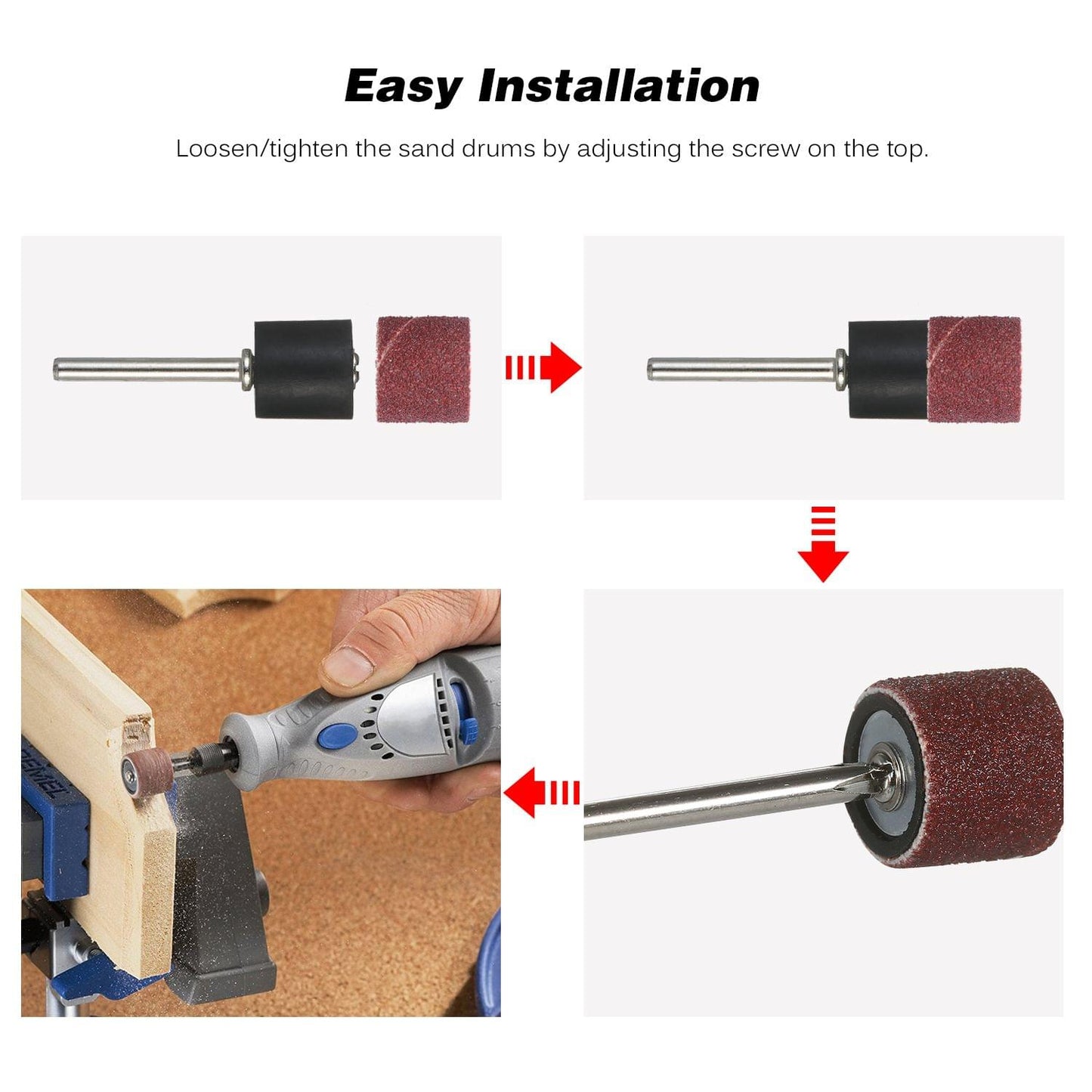 608pcs Drum Sanding Kit Abrasive Sleeve Kit 120 Grit