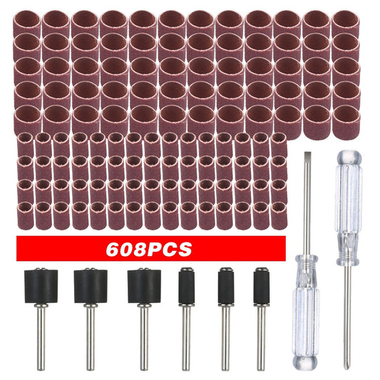 608pcs Drum Sanding Kit Abrasive Sleeve Kit 120 Grit