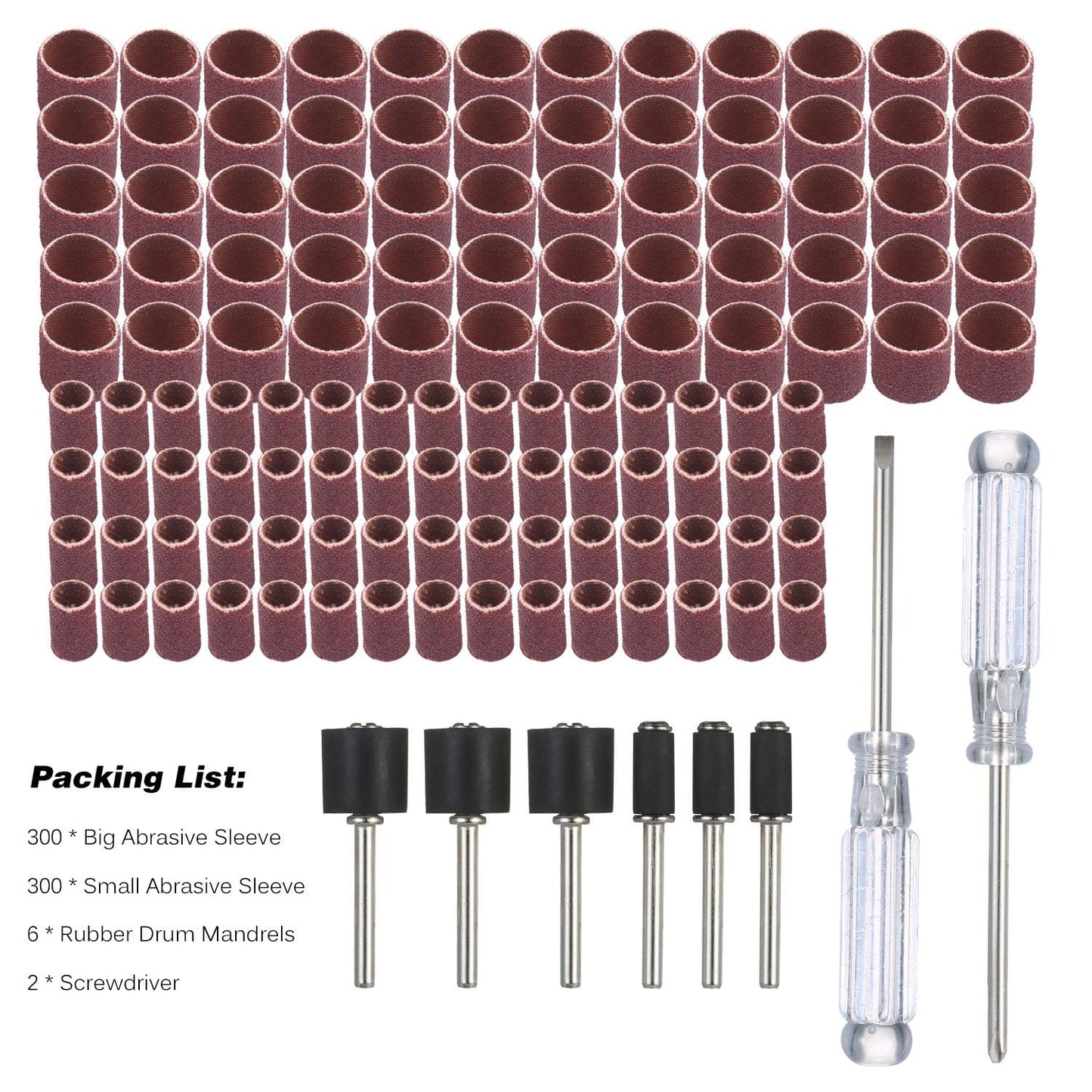 608pcs Drum Sanding Kit Abrasive Sleeve Kit 120 Grit