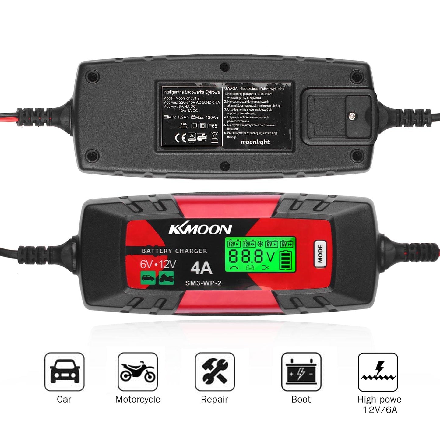 KKmoonCar Battery Charger Battery Charger & Maintainer - EU Plug