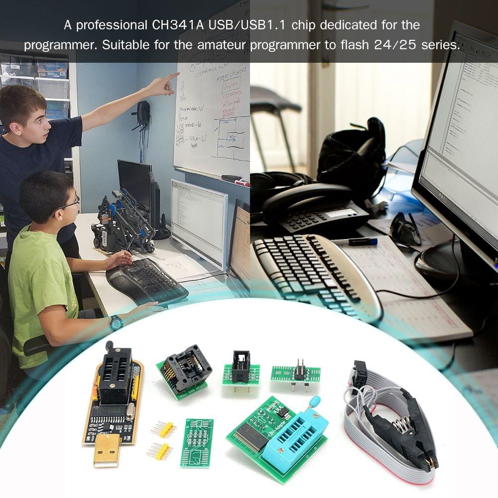 CH341A USB Programmer Kit with SOP8 Clip EEPROM Burner BIOS - CH341A Kit