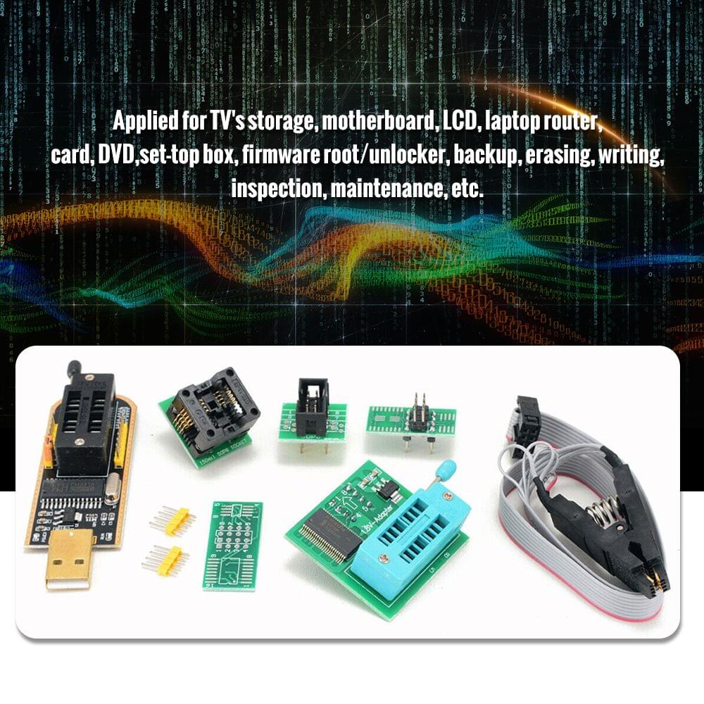 CH341A USB Programmer Kit with SOP8 Clip EEPROM Burner BIOS - CH341A Kit