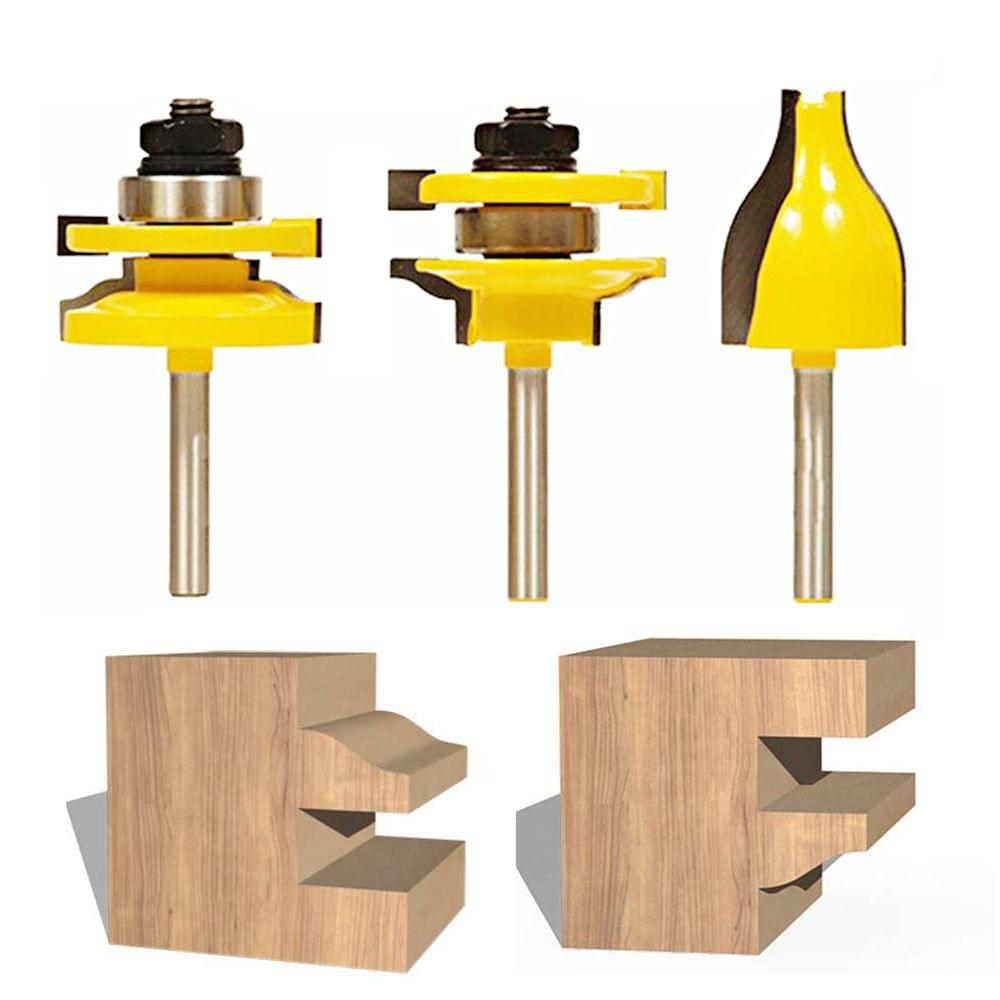 3 PCS Router Bit Set 1/4 Inch Shank Roman Ogee Rail and