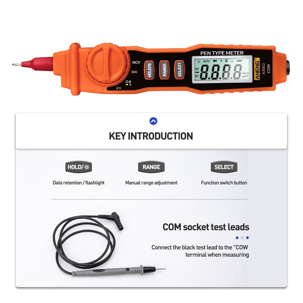 Aneng A3002 Pen Multimeter 4000 Counts Digital Multimeter