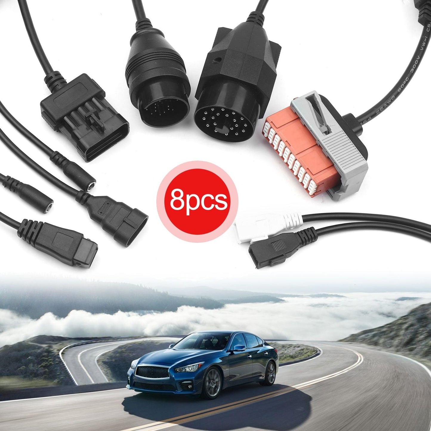 Car Cables Full Set 8pcs Auto Car Diagnostic Connector