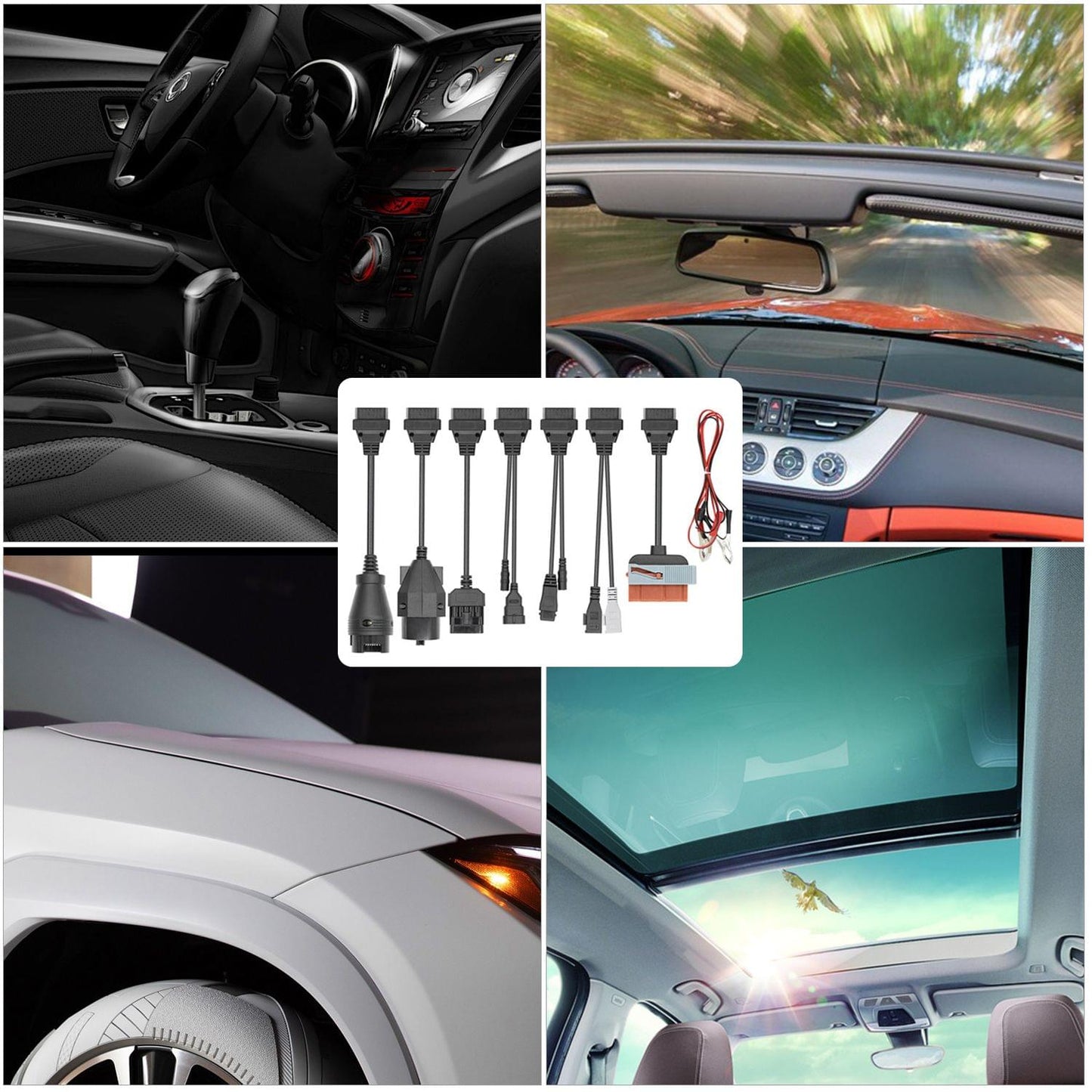 Car Cables Full Set 8pcs Auto Car Diagnostic Connector