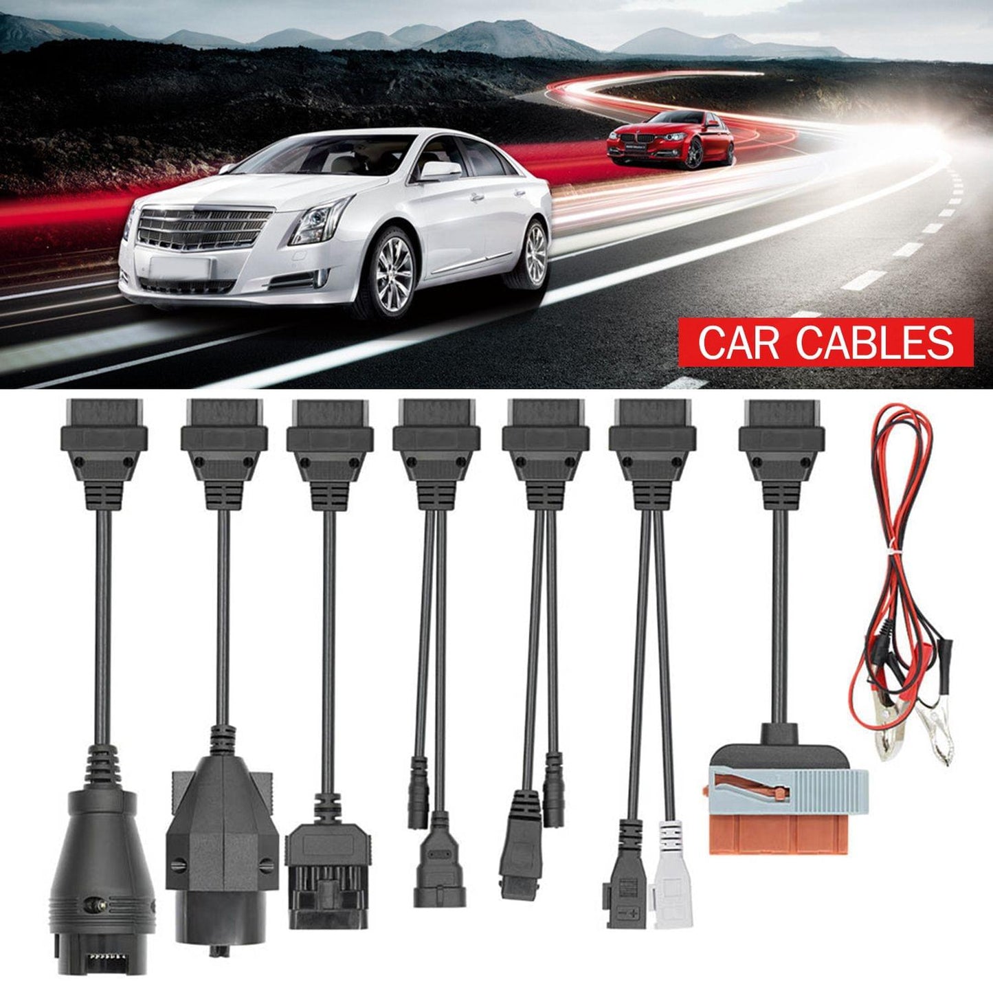 Car Cables Full Set 8pcs Auto Car Diagnostic Connector
