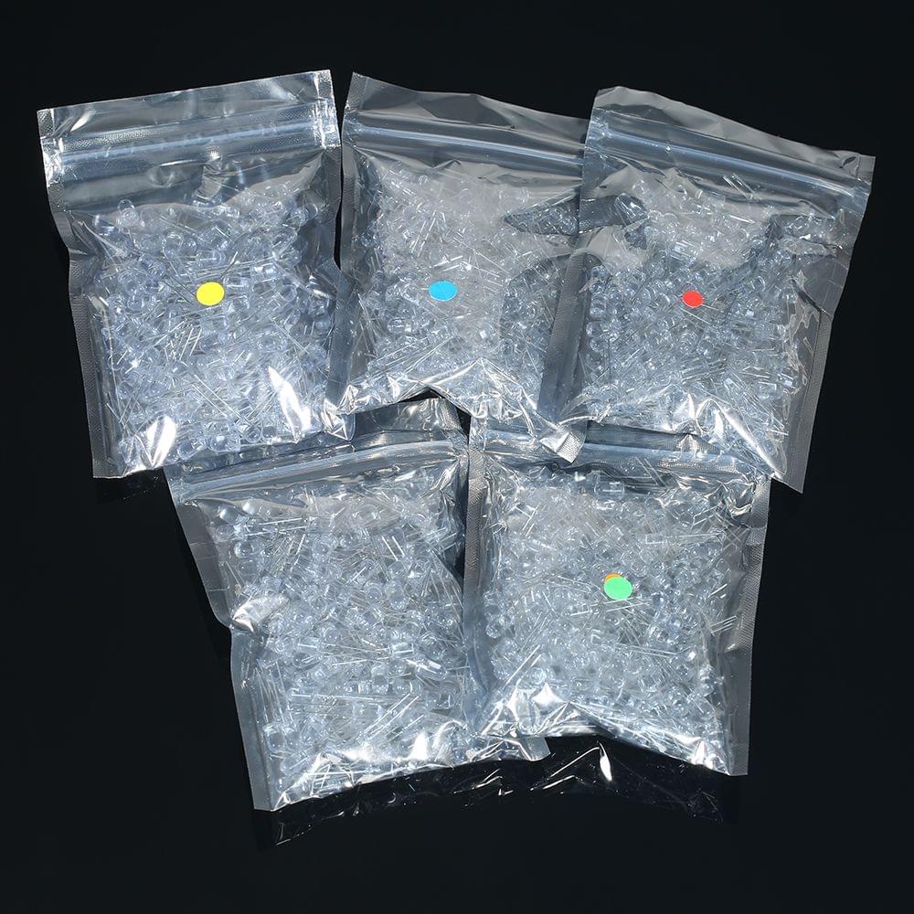 1000pcs 5mm Red/Green/Blue/Yellow/White Round Water Clear