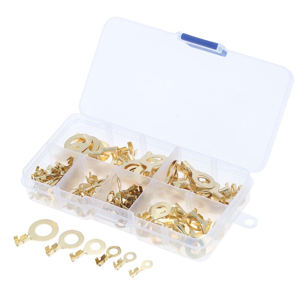 Assorted 150pcs Brass Ring Cable Lugs Ring Eyes Copper Crimp