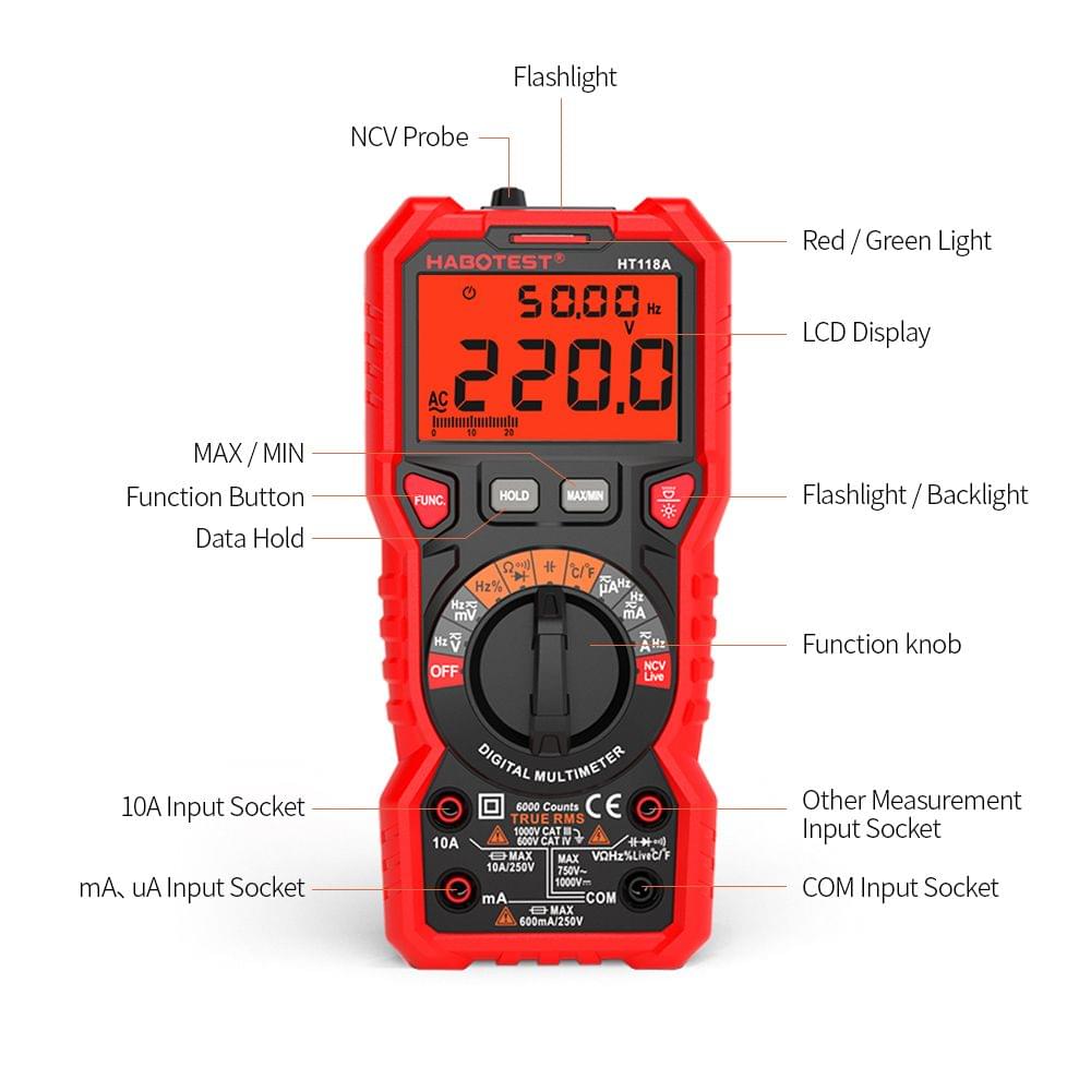 HABOTEST HT118A Digital Multimeter Auto Range Multi-meter
