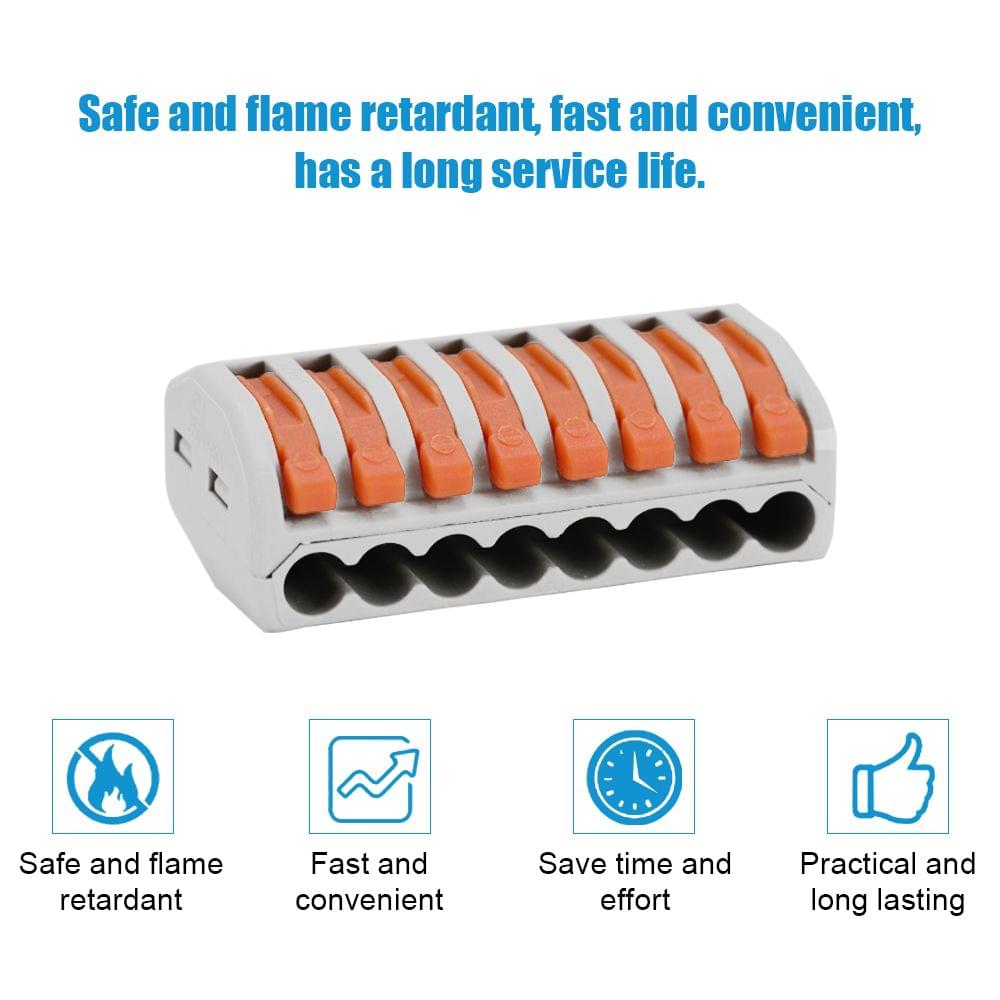 9pcs 8-Way Flame Retardant Cable Connector Box Set Universal