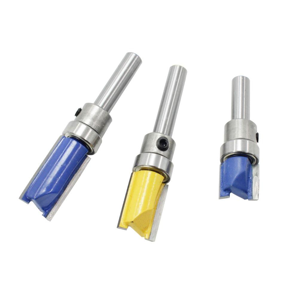 3PCS 1/4 inch Shank Flute Flush Trim Pattern Router Bit Set
