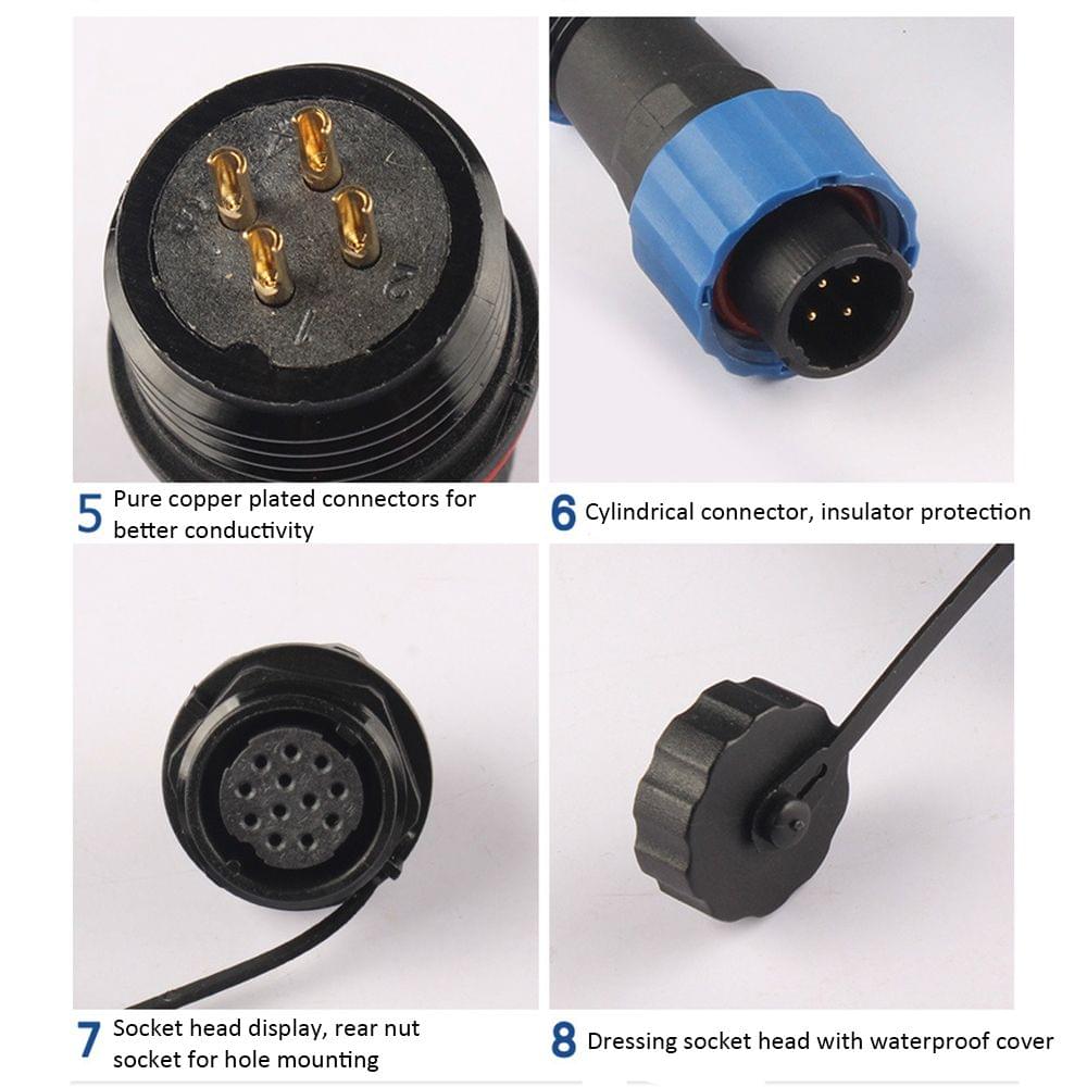 SP21 IP68 Waterproof Connectors Circular Socket 21mm 2Pin - 9 pin