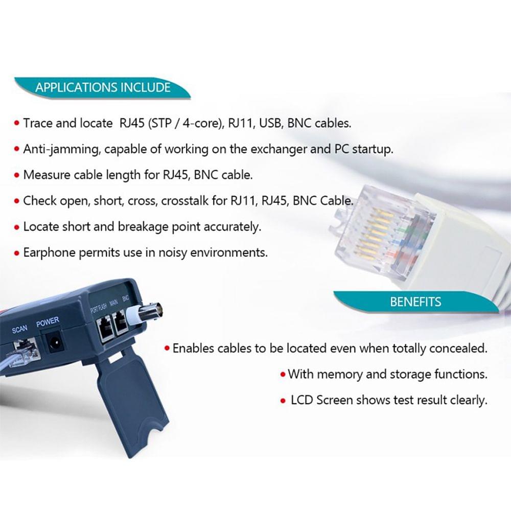 Multi-functional LCD Network Cable Tester RJ11 RJ45 Wire
