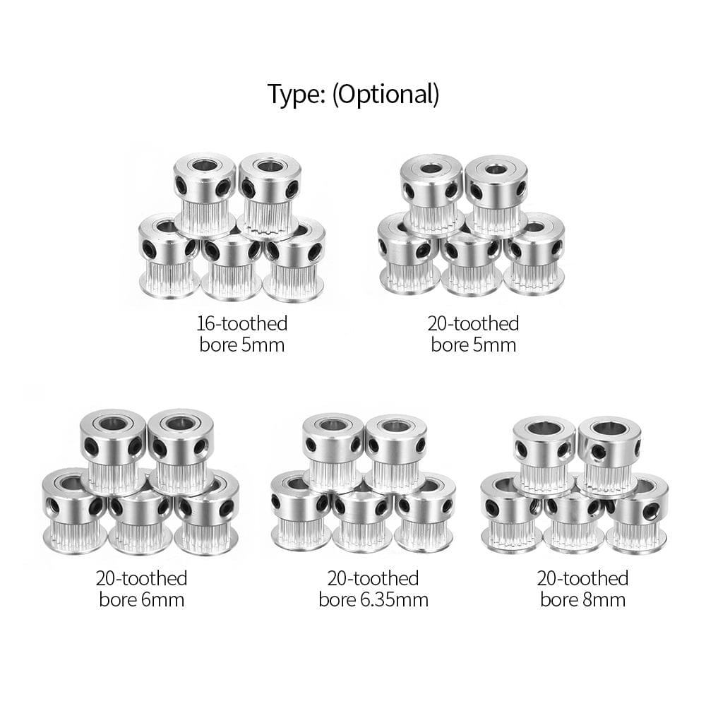 5pcs Pulleys GT2 Idler Pulley GT2 Timing Pulley Timing Belt - 20-toothed bore 6mm