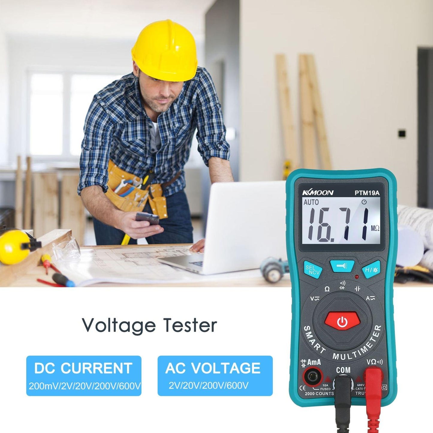 KKmoon Compact Handheld True RMS Auto-Ranging AC/DC DMM - Type A