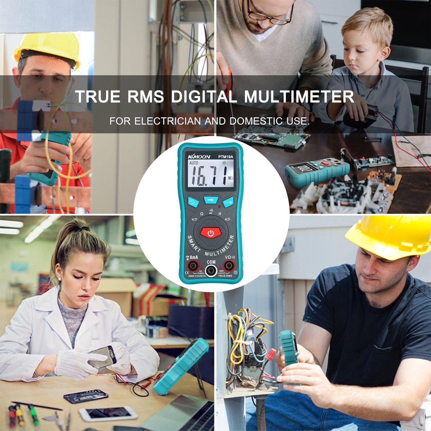 KKmoon Compact Handheld True RMS Auto-Ranging AC/DC DMM - Type A