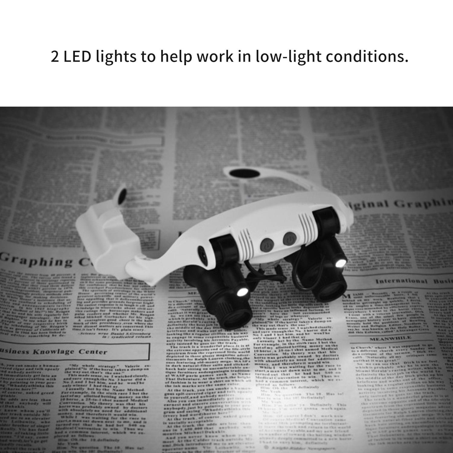 Portable Magnifier Glasses LED Magnifying Head Mount