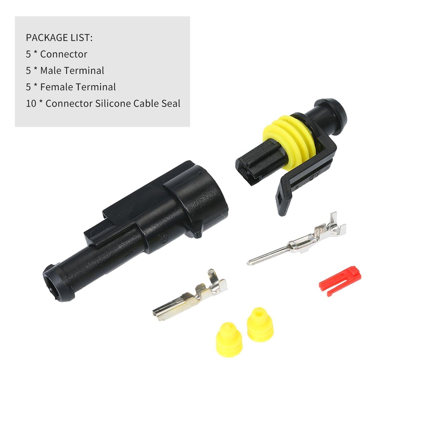 5pcs 1-Pin Way Waterproof Electrical Connector Plug with - 1P