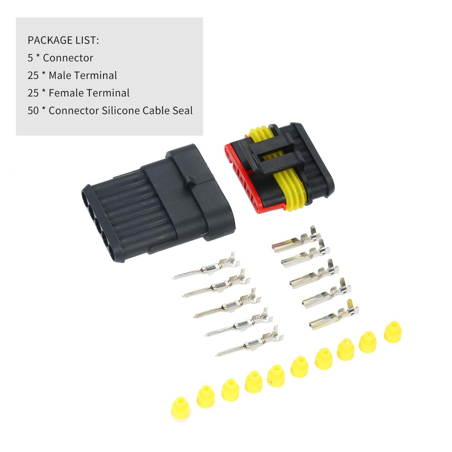 5pcs 5-Pin Way Waterproof Electrical Connector Plug with - 5P