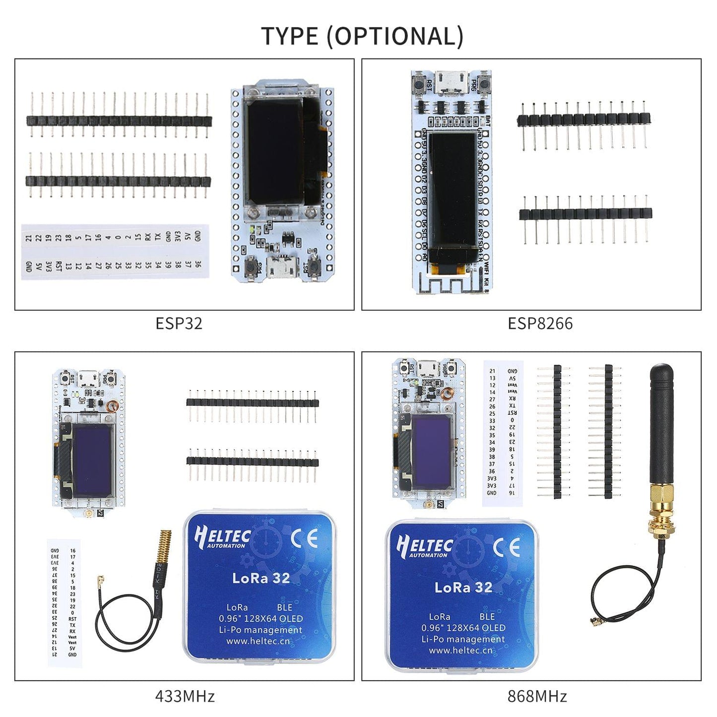 433MHz W-F- Wireless BT Development Board OLED 0.96" Display - 433MHz