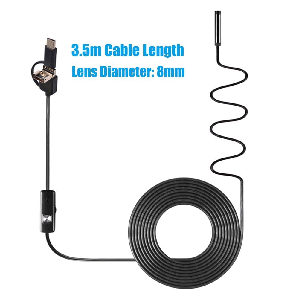 3-in-1 Industrial Endoscope Borescope Inspection Camera - 8mm & 3.5m