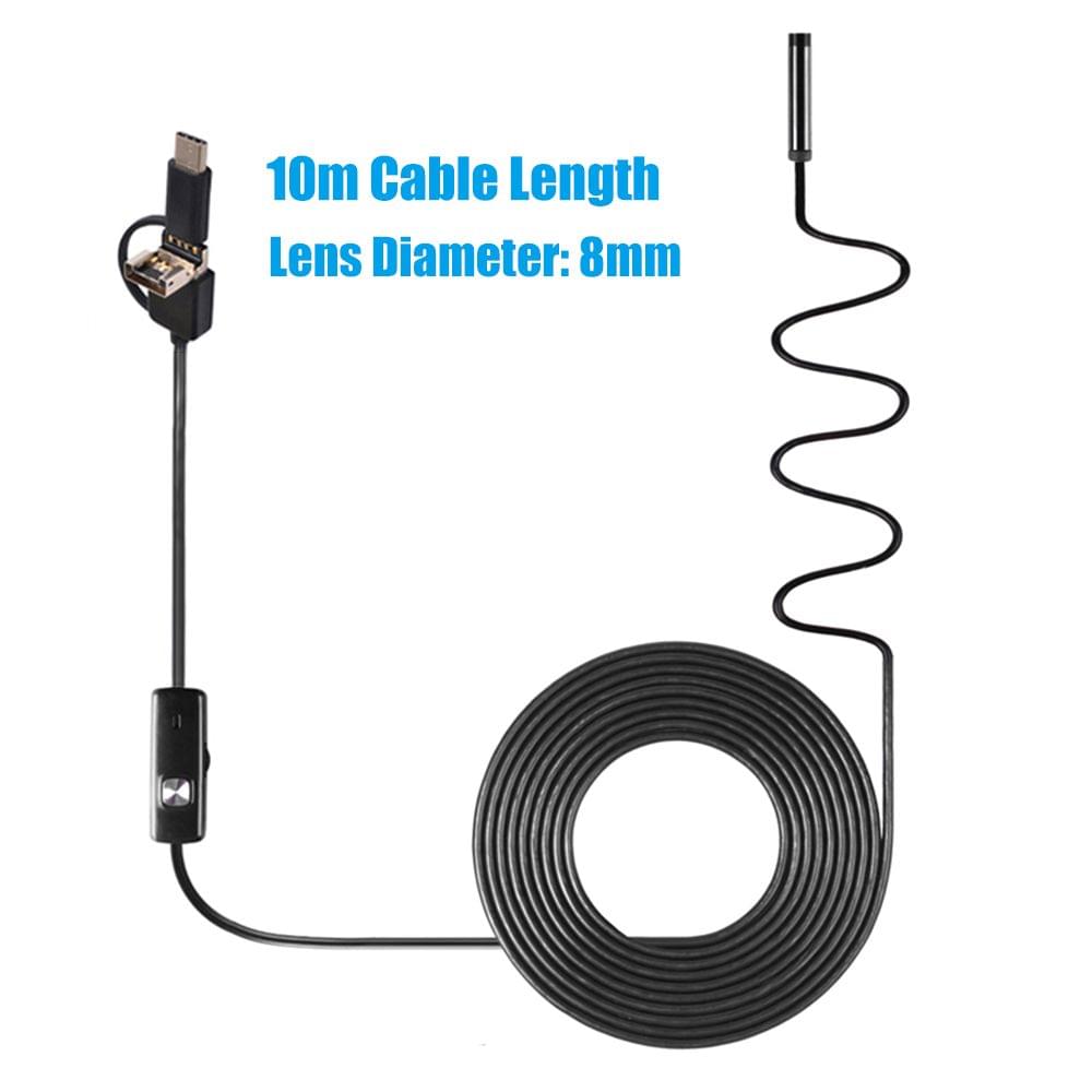 3-in-1 Industrial Endoscope Borescope Inspection Camera - 8mm & 10m