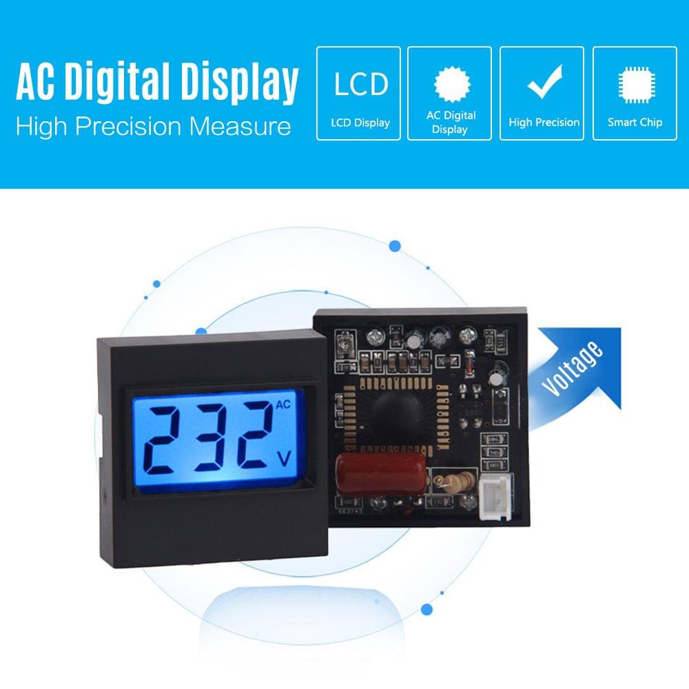 AC 80V-380V Digital Voltmeter LCD Display Volt Panel Meter
