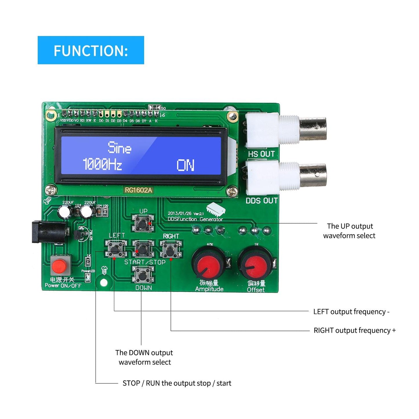 DDS Function Signal Generator Module Sine Square Triangle